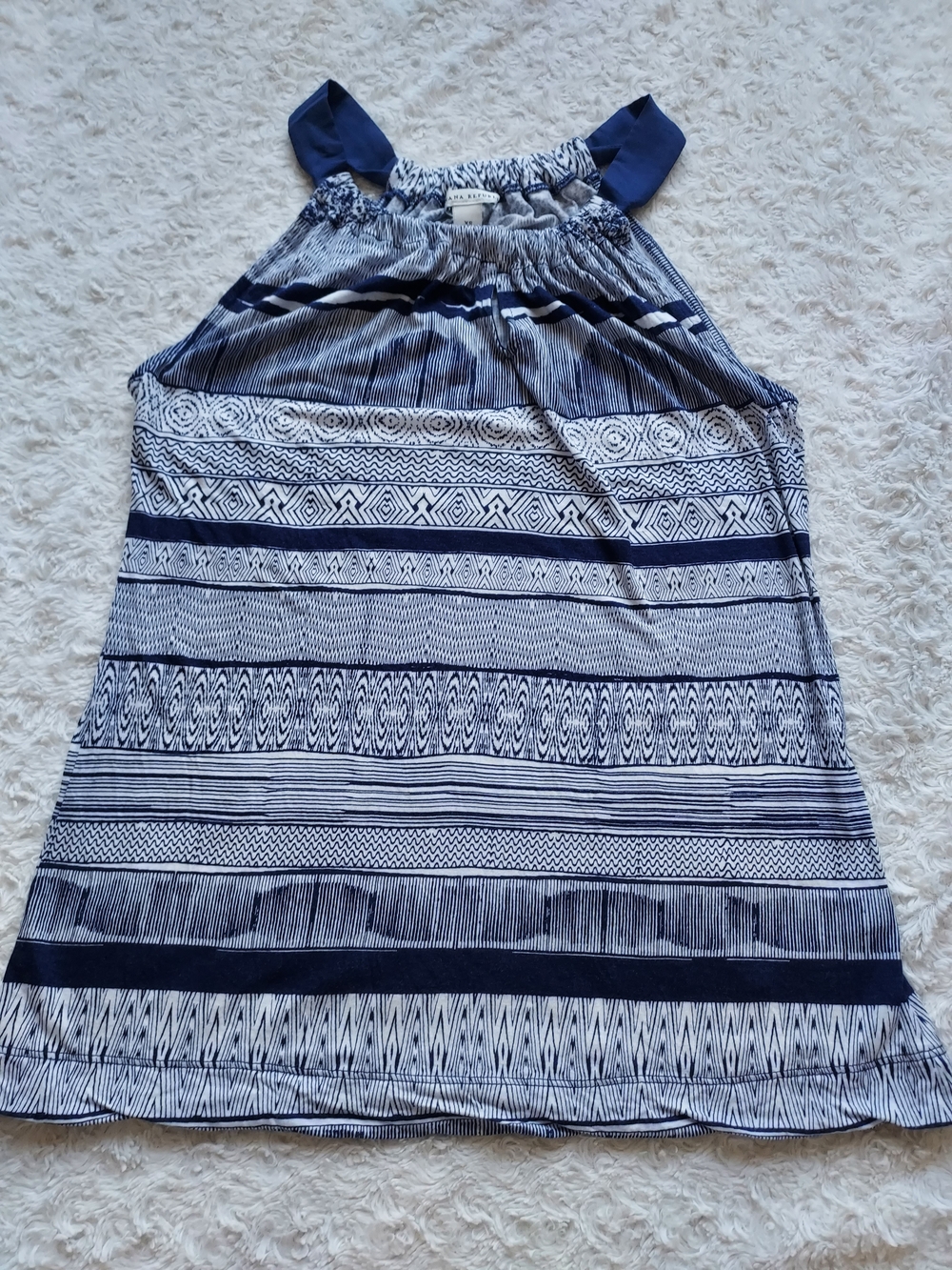Banana Republic Rayon Mixed Print Boho Halter Neck Top Summer Coastal Beachy